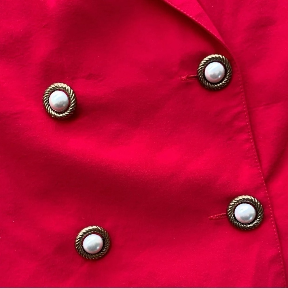 Vtg Sunny Leigh Silk Embroidered Star Blazer Jacket Red Gold Art Wear Size M - Picture 5 of 9